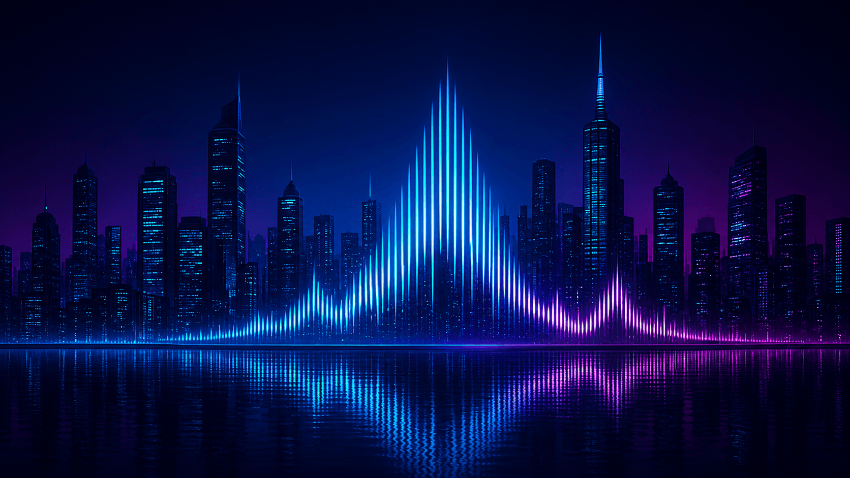 Futuristische Stadtlandschaft bei Nacht